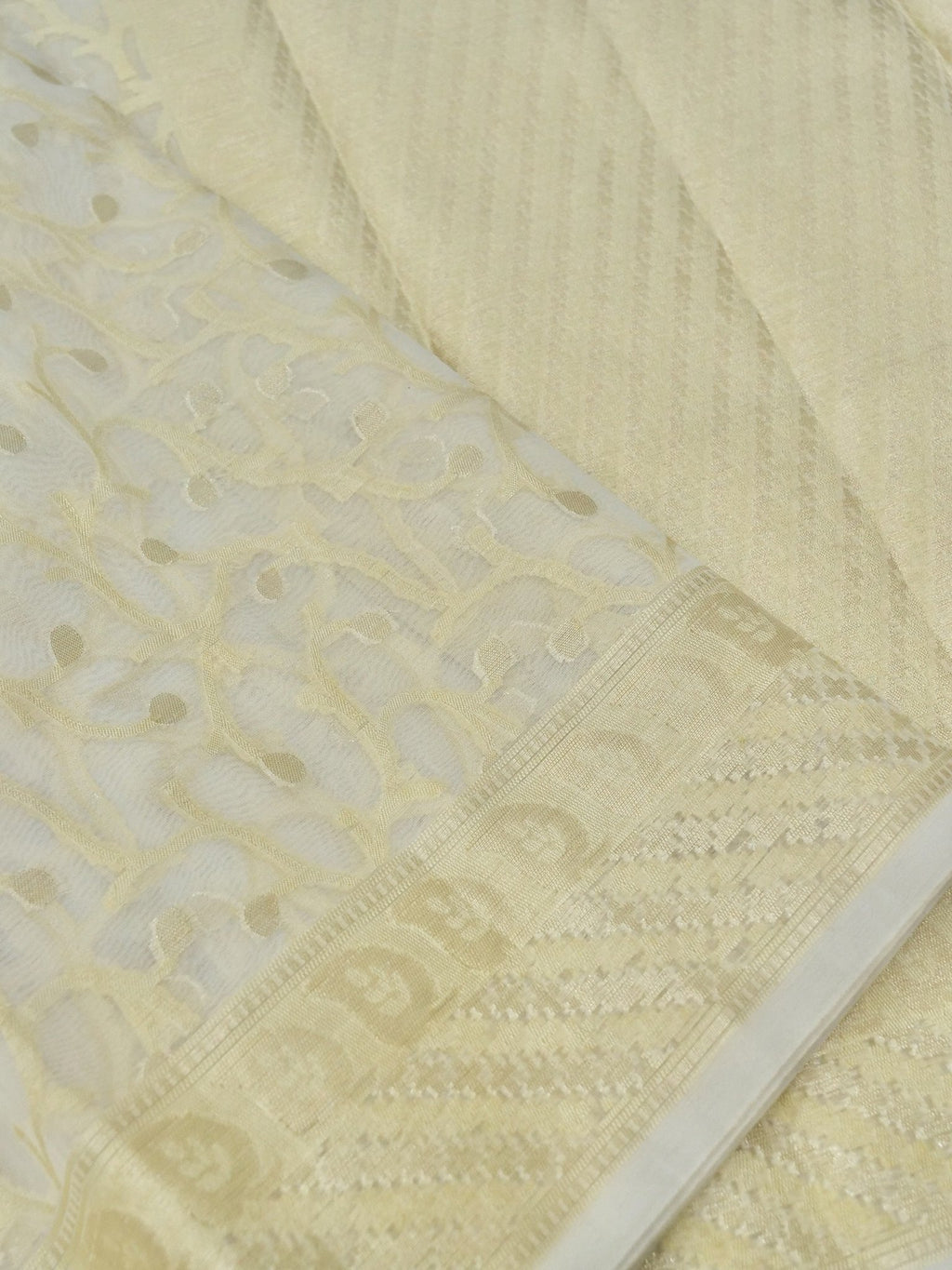 Kora Organza Saree Off White