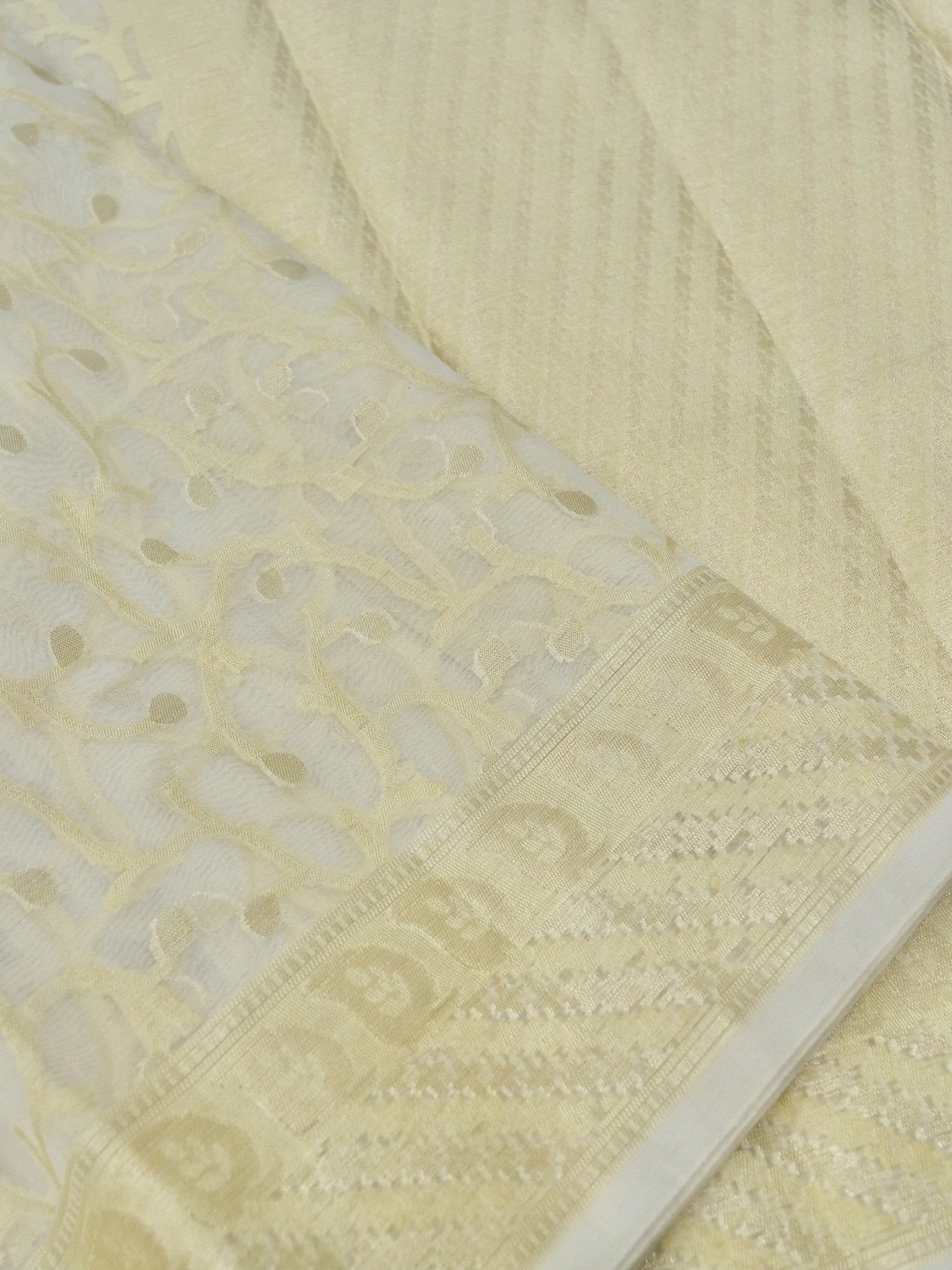 Kora Organza Saree Off White