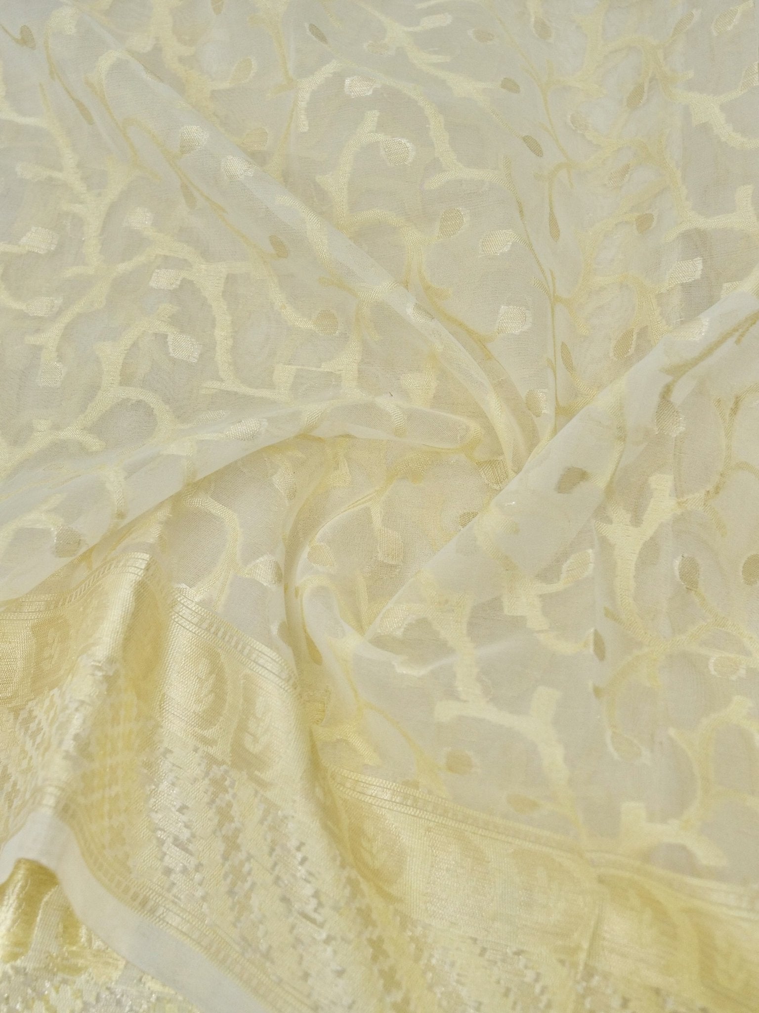Kora Organza Saree Off White