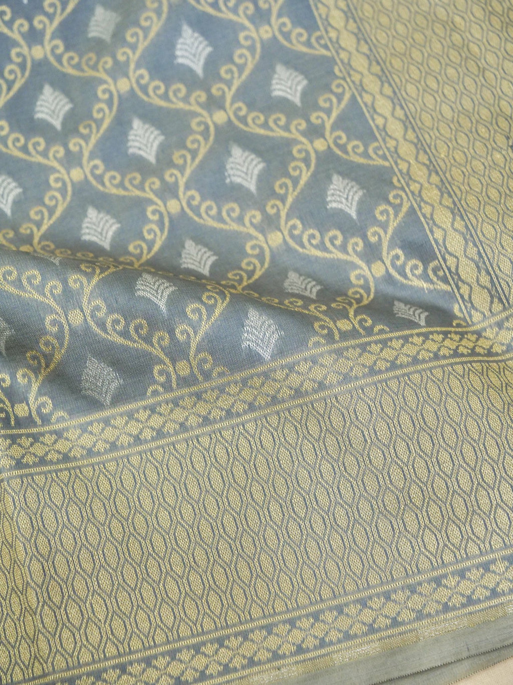 Katan Silk Saree Grey Sona Rupa