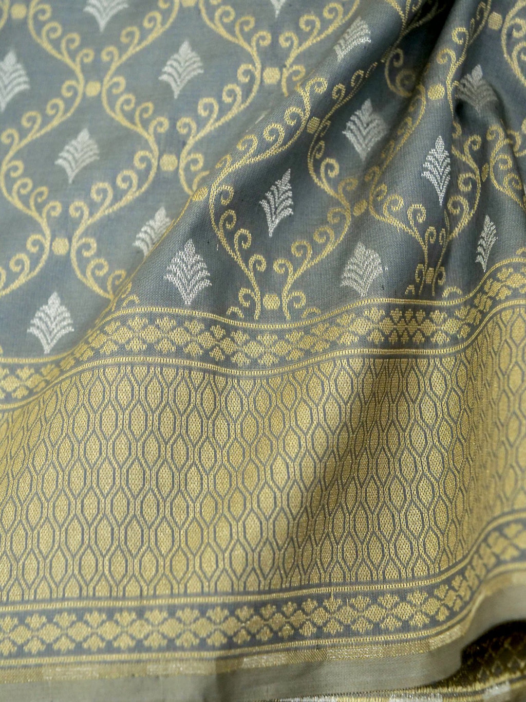 Katan Silk Saree Grey Sona Rupa