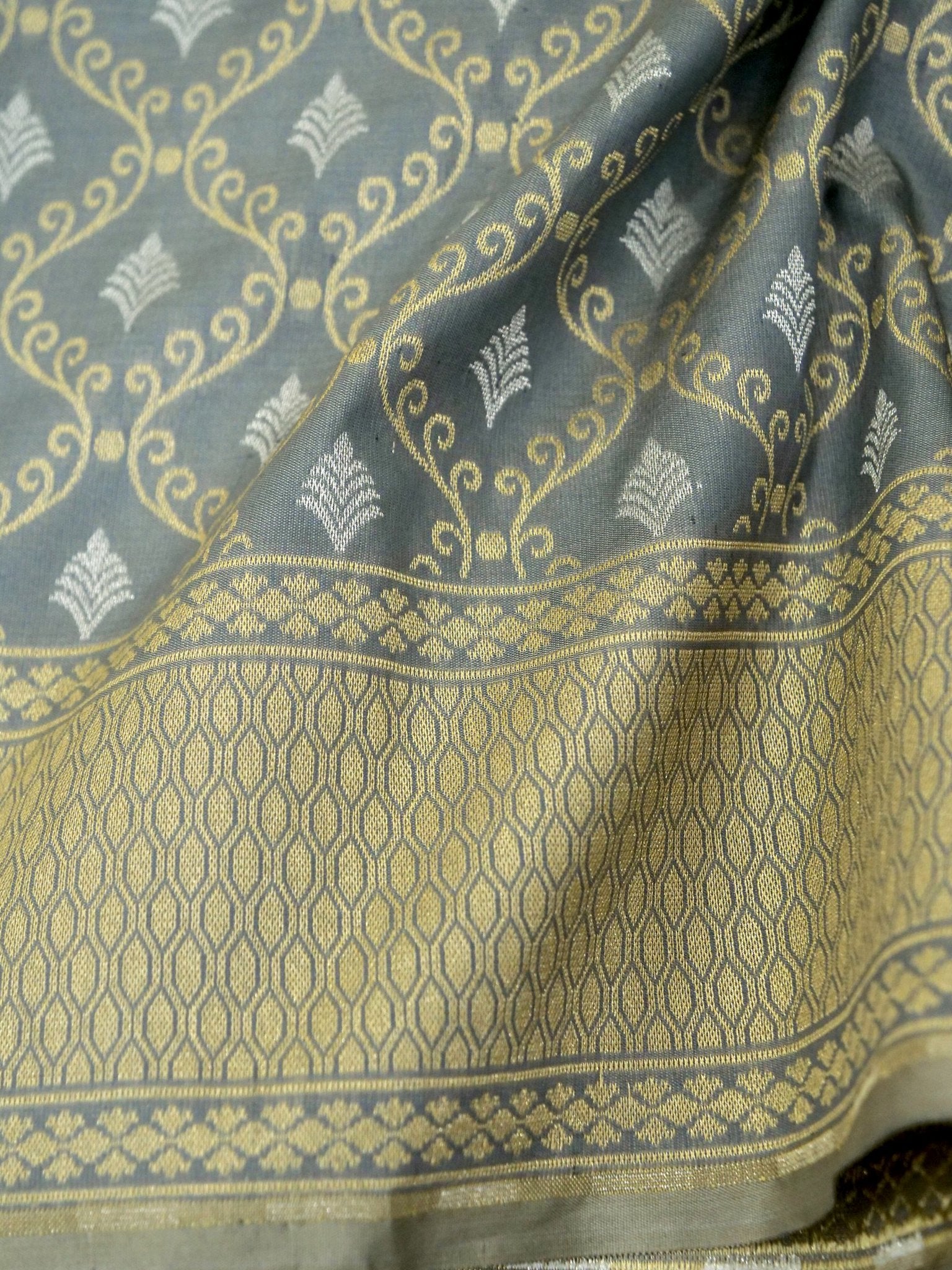Katan Silk Saree Grey Sona Rupa