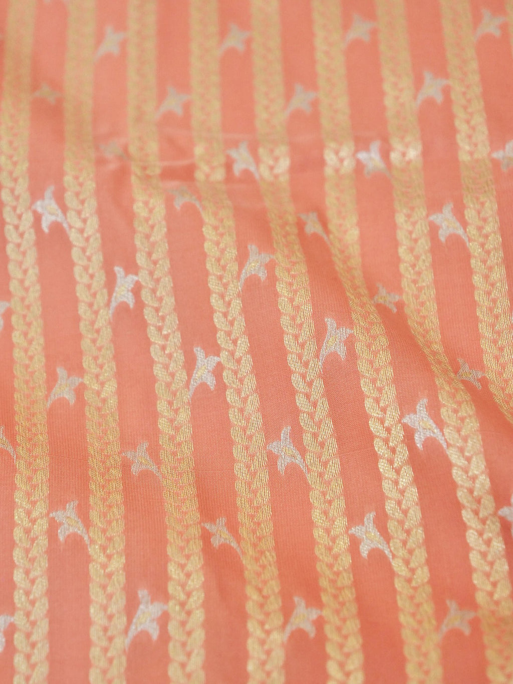 Katan Silk Saree Peach Stripes